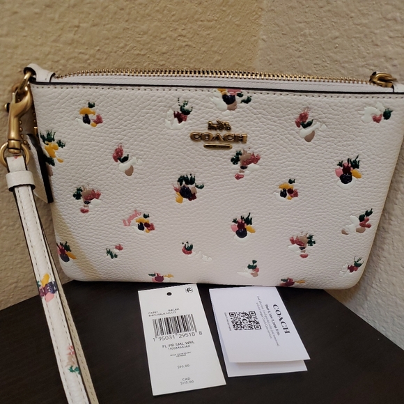 Coach Small Wristlet With Floral Print - Picture 8 of 11